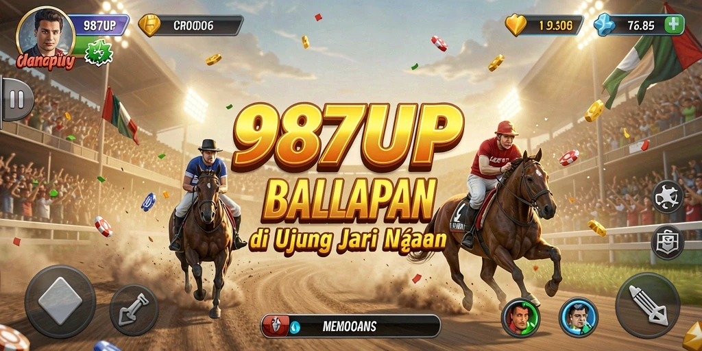 Screenshot gameplay dari 987UP menampilkan aksi balap yang mendebarkan.