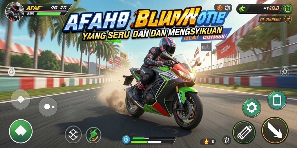 Screenshot menunjukkan aksi balapan motor yang mendebarkan.
