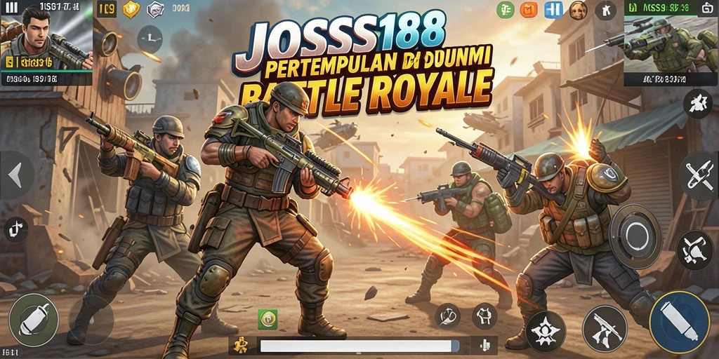 Screenshot JOSS188 menampilkan aksi pertempuran mendebarkan di arena Battle Royale.