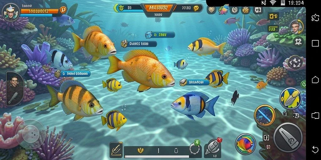 Screenshot utama MASBRO12 menampilkan gameplay seru menembak ikan.