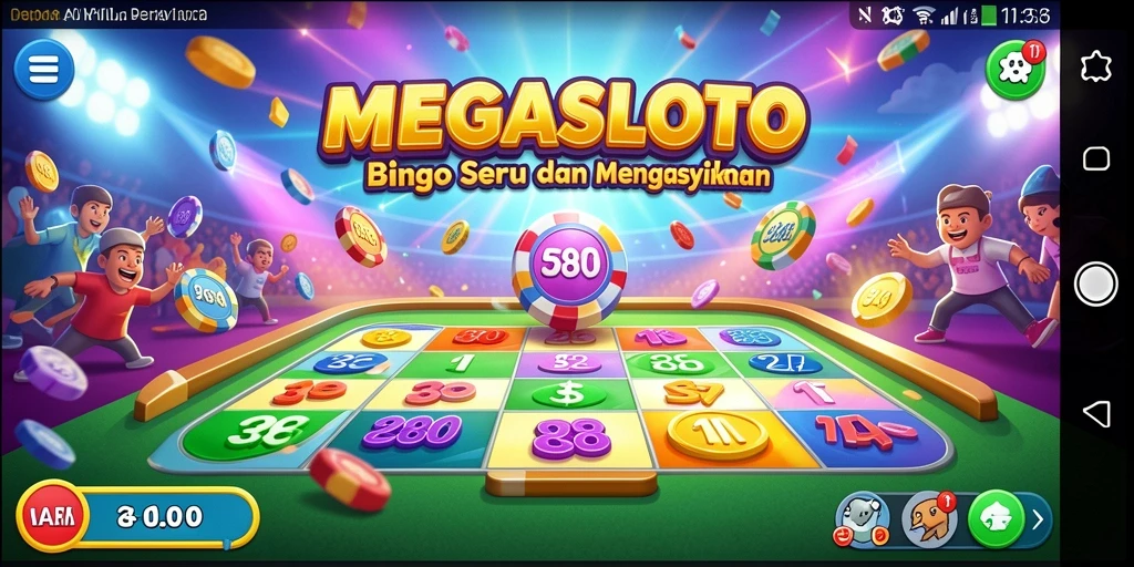 Tangkapan layar utama MEGASLOTO menampilkan gameplay Bingo yang seru.