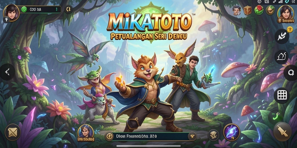 Tangkapan layar utama MIKATOTO menunjukkan aksi petualangan yang menegangkan.