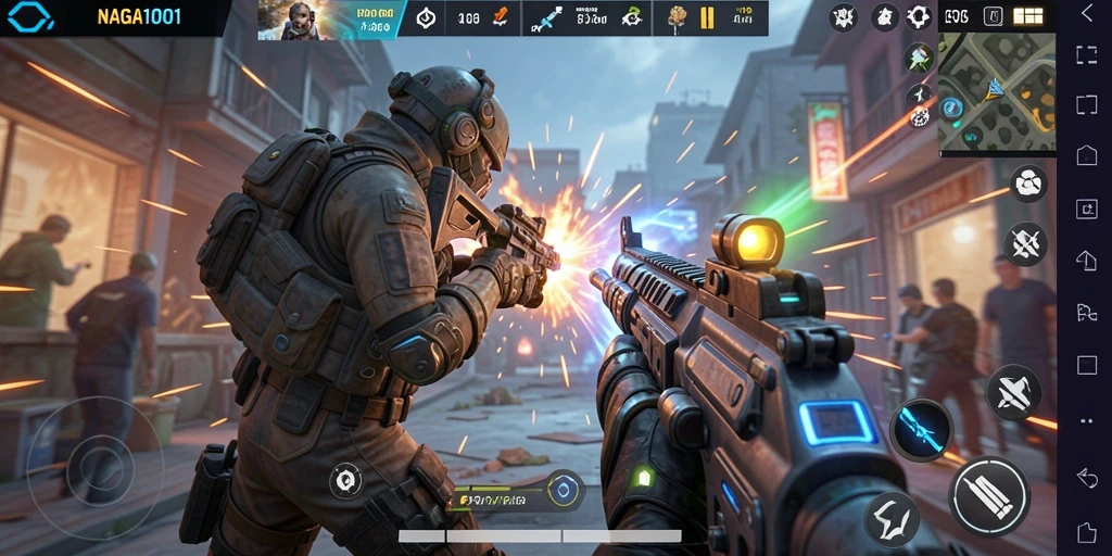Tampilan gameplay menarik NAGA1001 dengan aksi tembak menembak yang intens.