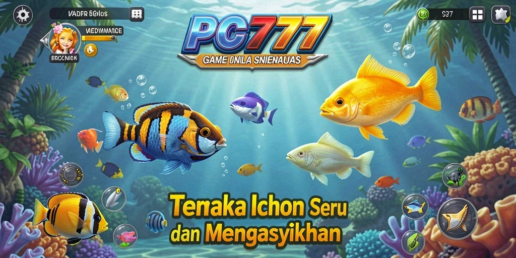 Tampilan gameplay PC777 dengan aksi tembak ikan yang seru.