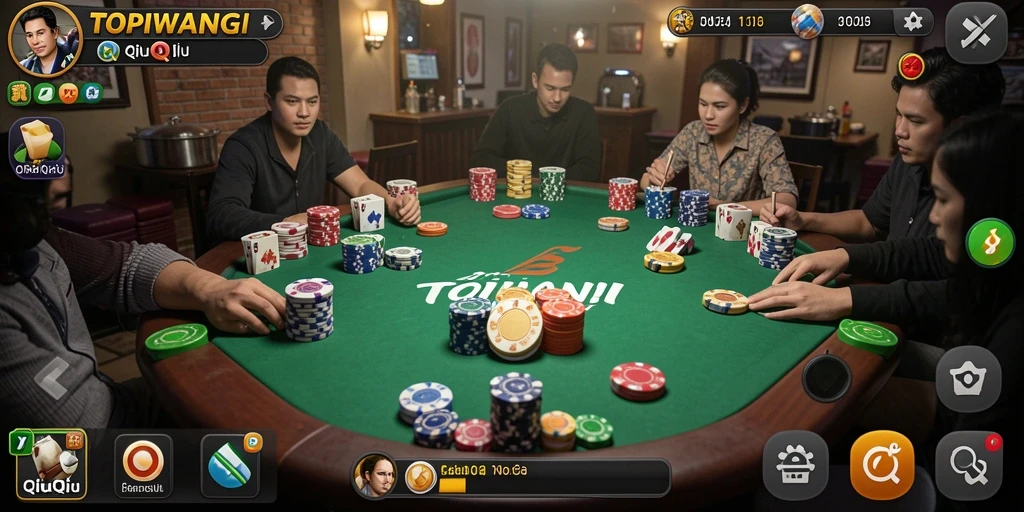 Screenshot utama TOPIWANGI yang menunjukkan gamers sedang bermain QiuQiu.