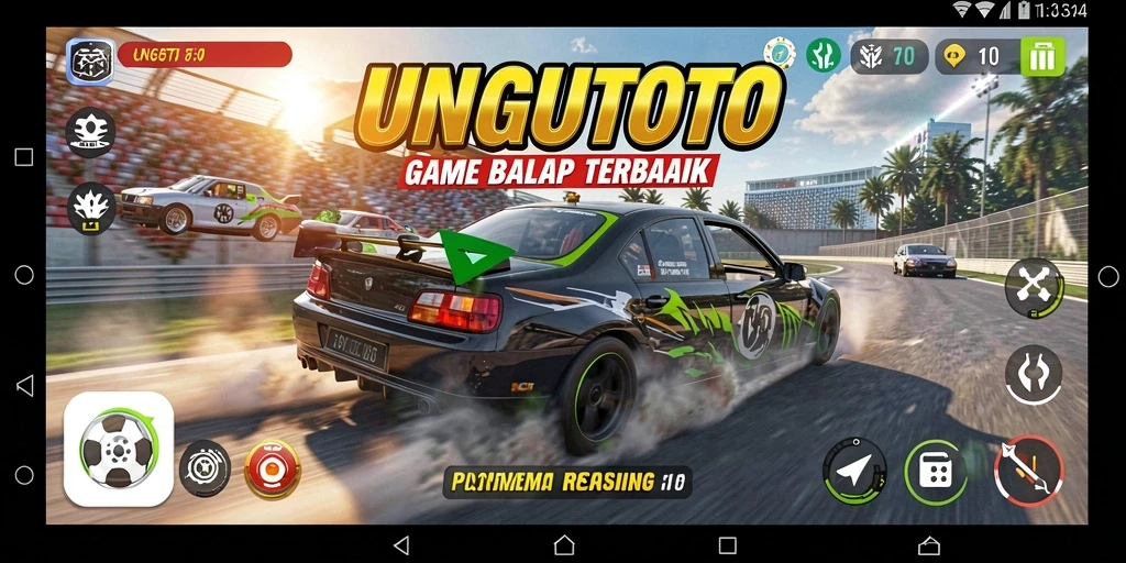 Tampilan gameplay Racing UNGUTOTO yang menegangkan dan seru.