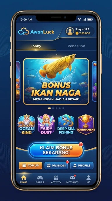 Tampilan antarmuka pengguna awanluck yang menarik.